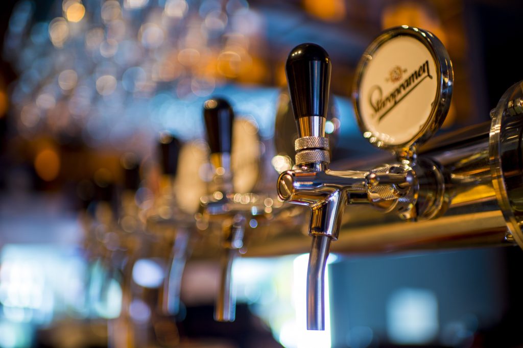 Beer taps on a bar