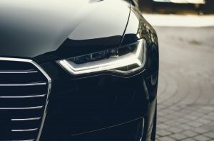 Close up of the front grill of a car